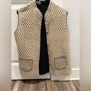 Beige and Black Patterned Vest